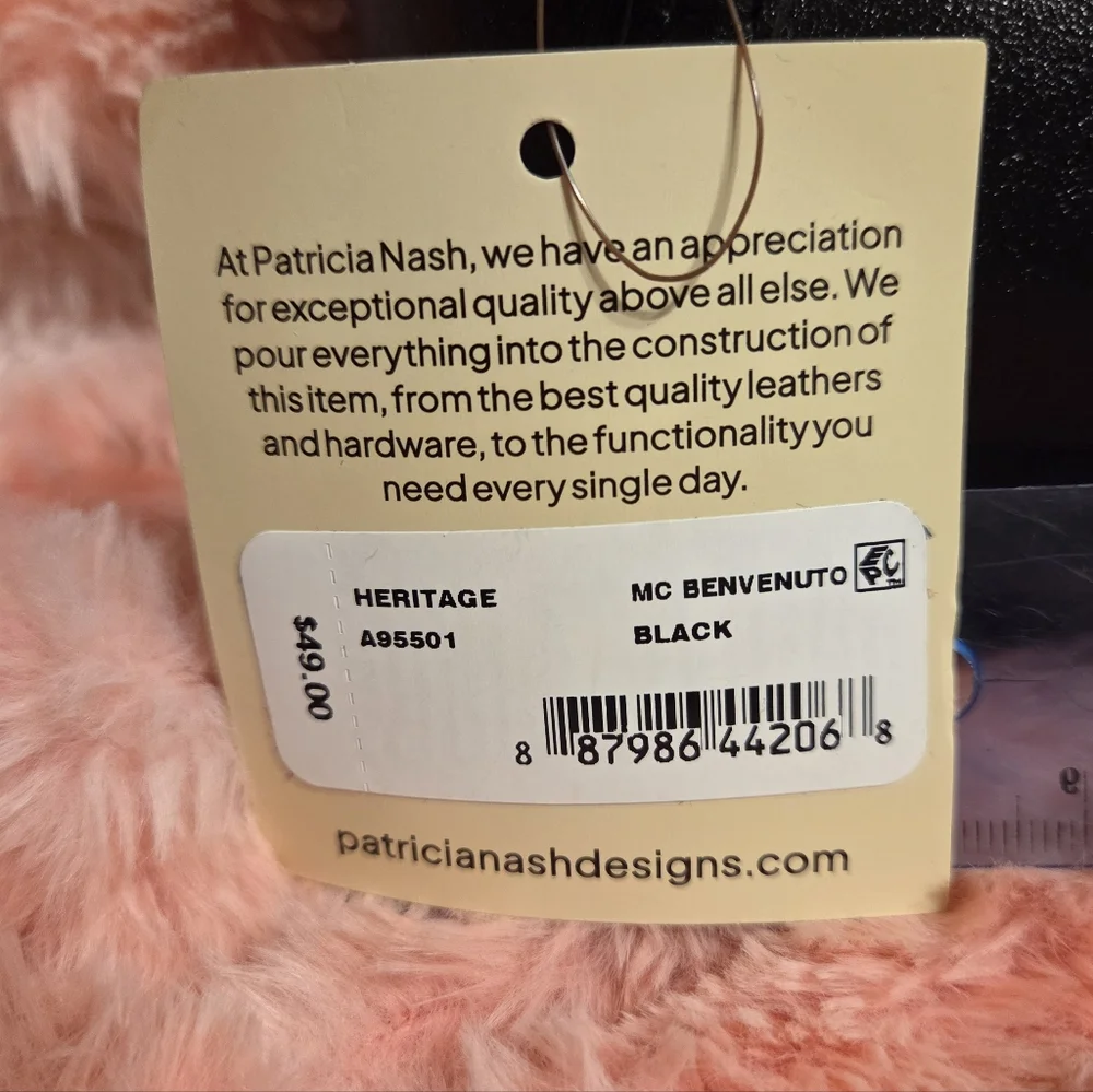 BNWT Patricia Nash Black Leather Mini Tote Keychain/bag Charm. - Picture 6 of 6